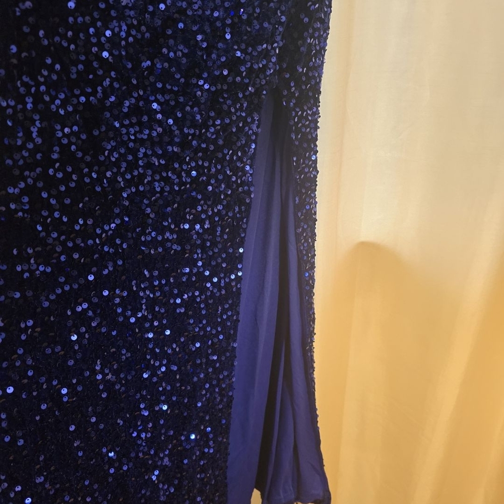 Elegant One Shoulder Blue Dress - Picture 3 of 8